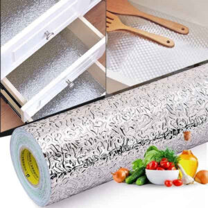 Silver Foil | Marble Sheet Sticker 60x200cm | Waterproof Self-Adhesive PVC Wallpaper for Furniture Walls