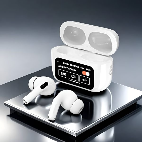 White A9 Pro ANC Bluetooth 5.4 Wireless Earbuds with Smart Screen and Active Noise Cancellation - Image 3
