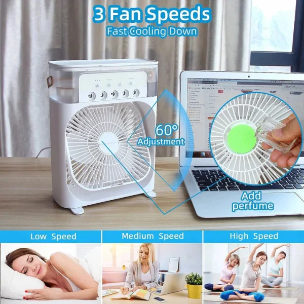 9 Inch Mist Fan | Portable Air Conditioner Fan | Mist Water, And Humidifier Function | Led Night Light Water Mist | Random Color - Image 4