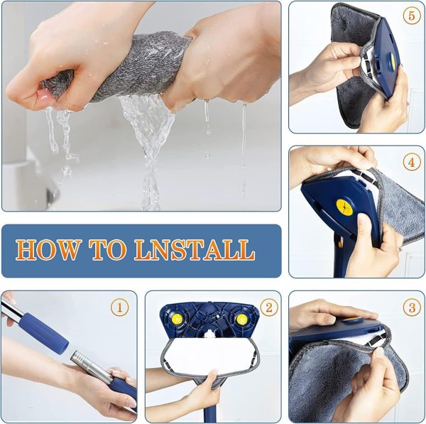 360° Twist Rotatable Triangle Mop with Long Handle Auto Squeeze Design for Floor, Wall, and Ceiling Cleaning - Image 4