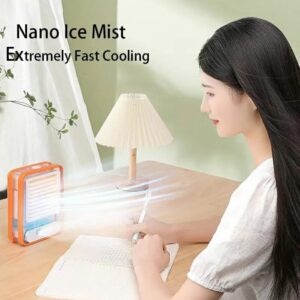 Portable USB Air Cooler Fan – 3-Speed, Mist Spray, Rechargeable | Random Color