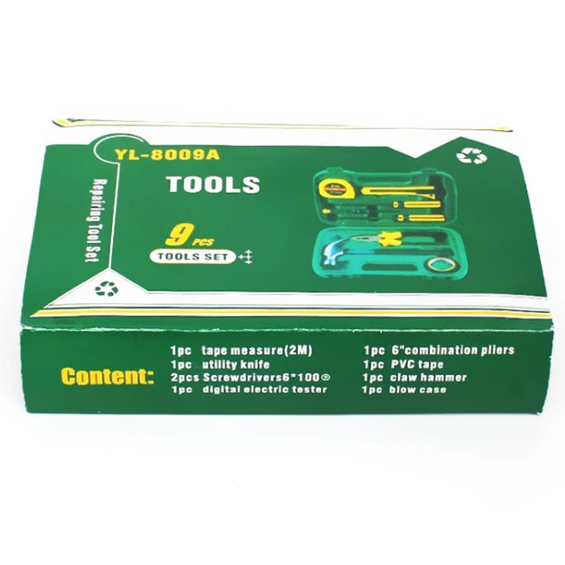 8 PCS Professional Tool Set with Storage Box | YL-8009A Model | Durable Home Repair & DIY Toolkit | Organized Plastic Storage Box - Image 3