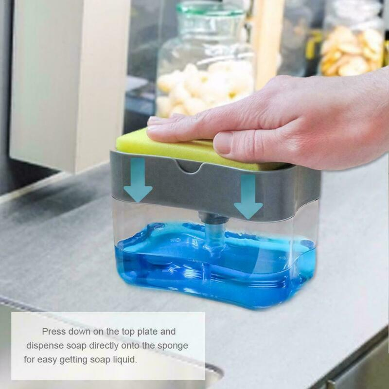 Soap Pump Dispenser & Sponge Holder for Kitchen Sink | Press-Type Dishwashing Liquid Dispenser - Image 2