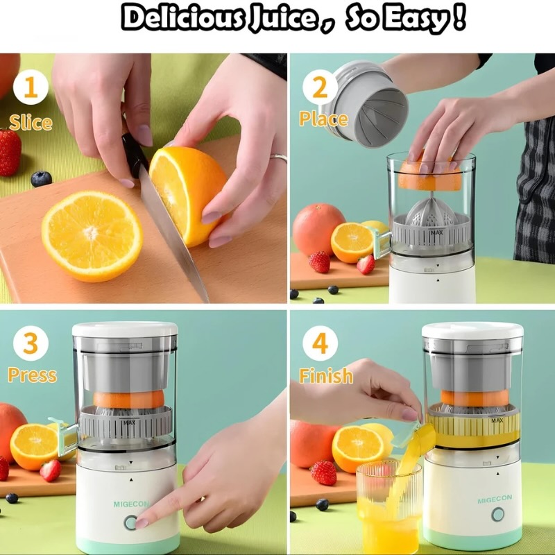 Portable Electric Citrus Juicer | USB Rechargeable Hands-Free Fruit Extractor for Fresh Juice Anywhere - Image 8