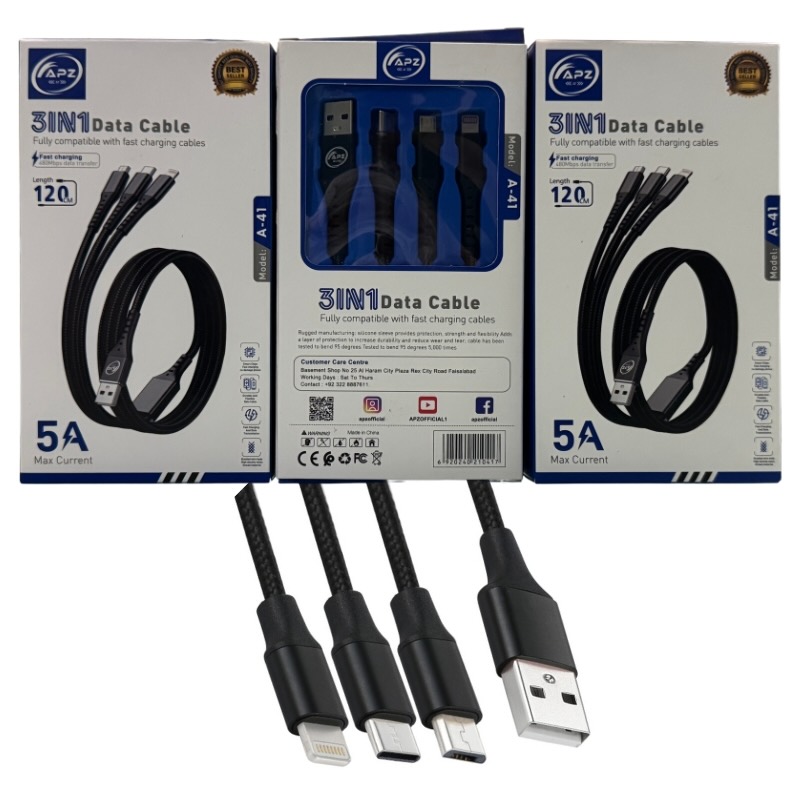 3-in-1 Fast Charging Cable 100W 480Mbps 120cm Type-C Micro Lightning Durable Design - Image 2