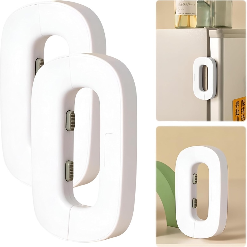 Child Safety Refrigerator Lock | Baby Proof Double Button Fridge Lock White & Grey - Image 5