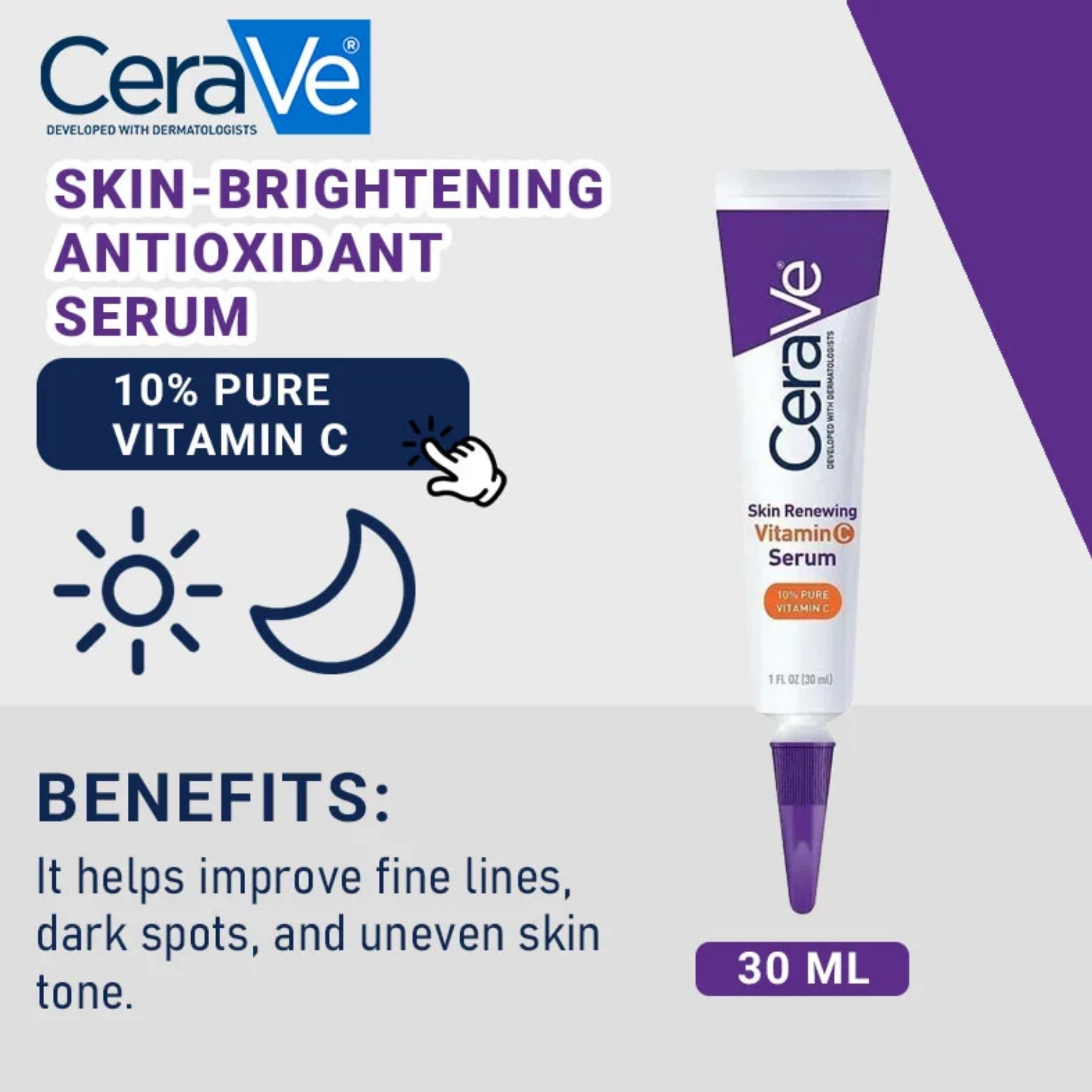 CeraVe Skin Renewing Vitamin C Serum 30ml | Brightening, Anti-Aging & Hydrating - Image 8