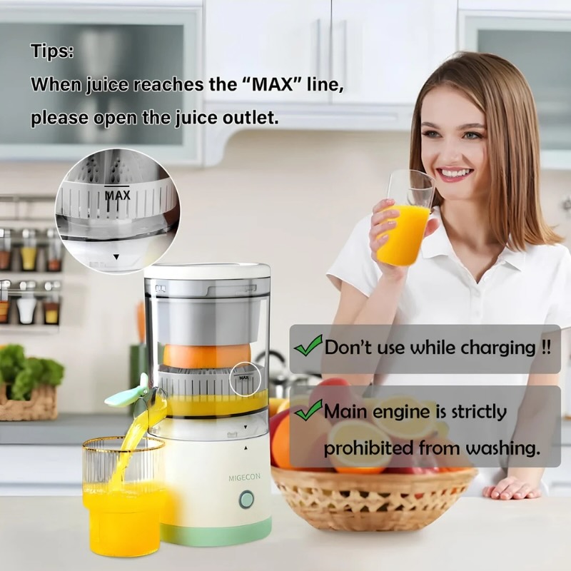 Portable Electric Citrus Juicer | USB Rechargeable Hands-Free Fruit Extractor for Fresh Juice Anywhere - Image 7