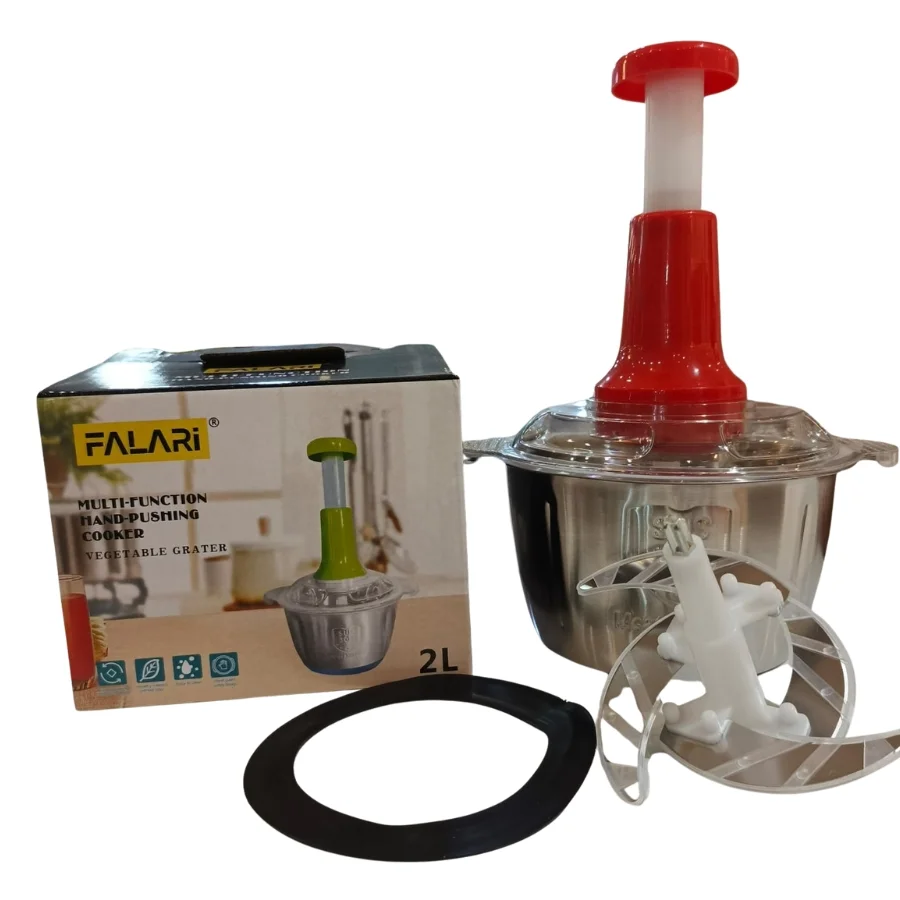 2L Manual Food Chopper | Stainless Steel Bowl & 4 Sharp Blades - Image 2