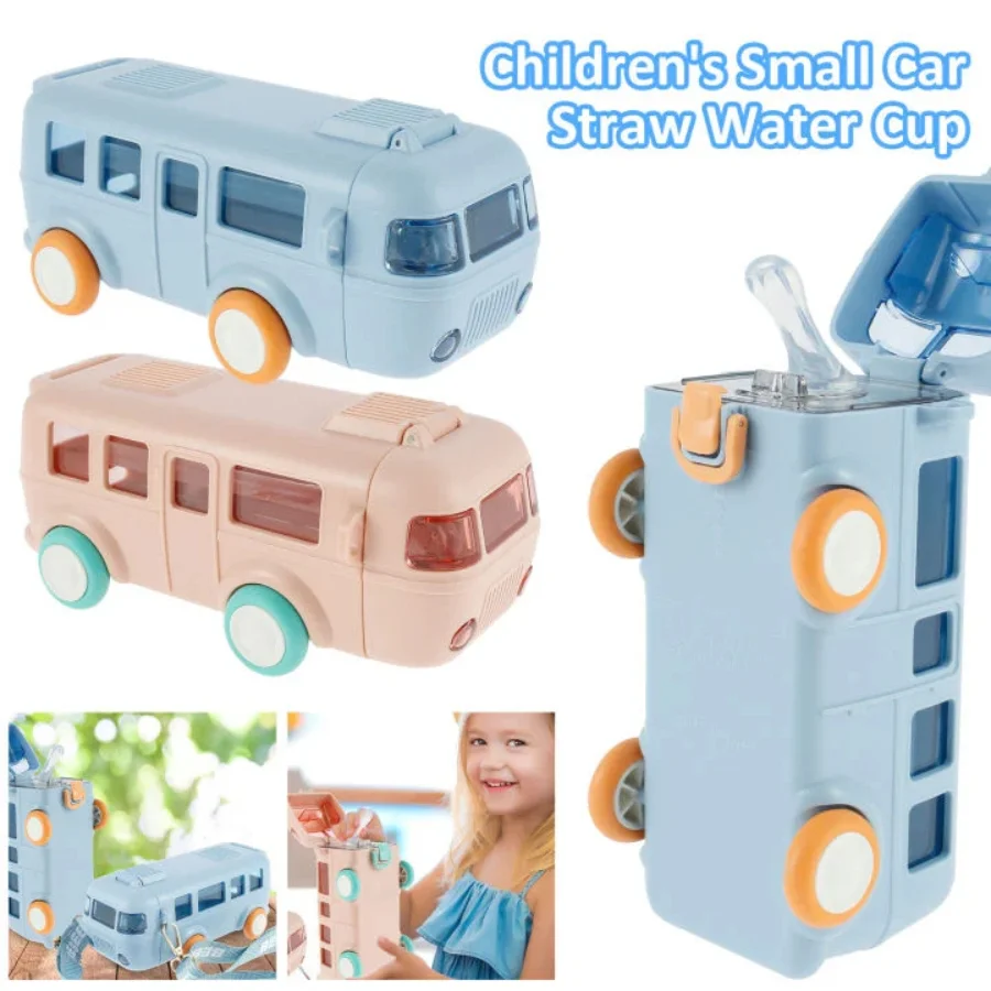 Bus Shape School Water Bottle | 500ml | With Strap | Cute & Leak-Proof | Random Color - Image 5