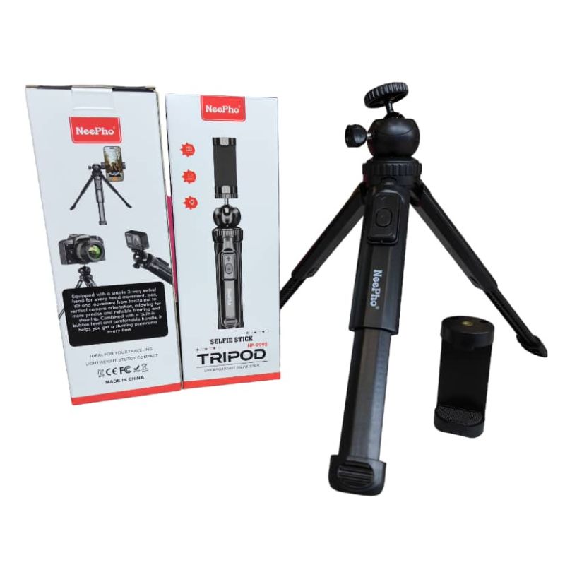 NeePho NP-999s 2-in-1 Selfie Stick & Tripod | Adjustable Height, Bluetooth Remote | Universal Smartphone & Camera Mount | Lightweight & Portable - Image 3