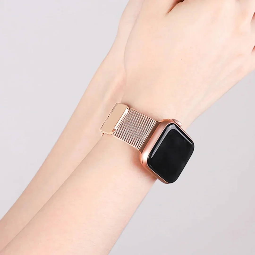 Rose Pink | Apple Watch Milanese Magnetic Loop Strap | Stainless Steel Band | 42mm / 44mm / 45mm - Image 3
