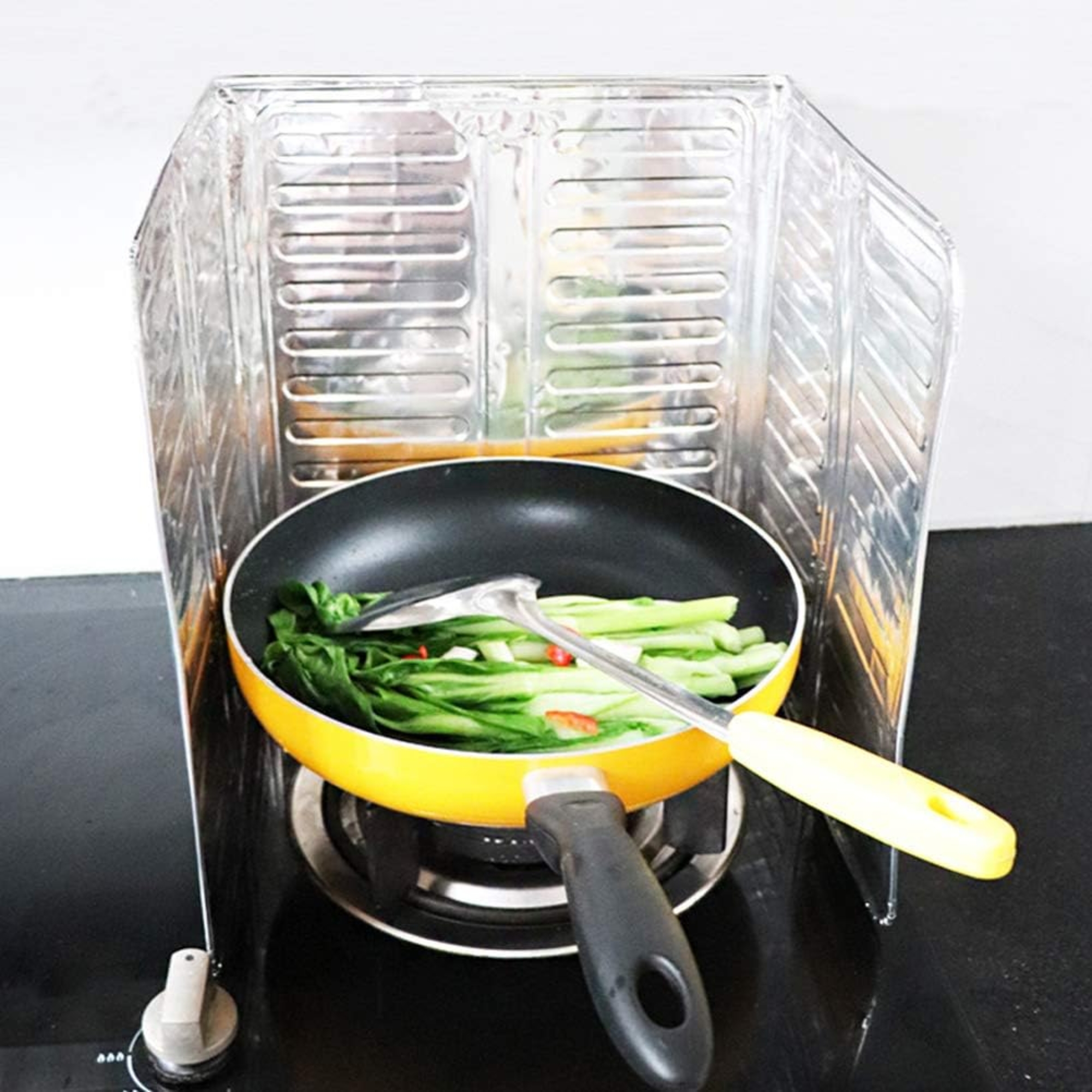 3-Sided Oil Proof Aluminum Foil Splatter Guard | Foldable Heat Insulation for Kitchen Stove | Silver - Image 5