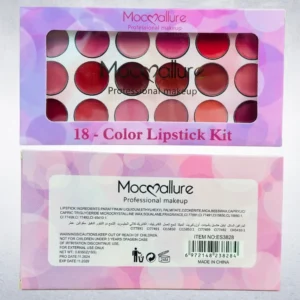 Moccallure Professional 18-Colors Lipstick Kit | Long-Lasting, Hydrating & Compact Makeup Palette