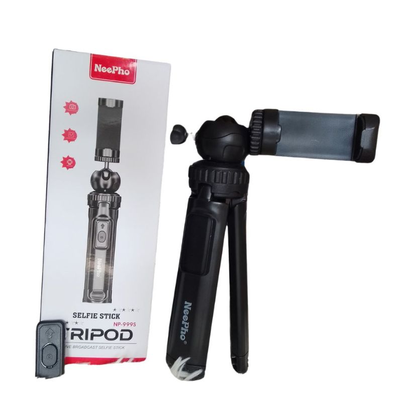 NeePho NP-999s 2-in-1 Selfie Stick & Tripod | Adjustable Height, Bluetooth Remote | Universal Smartphone & Camera Mount | Lightweight & Portable - Image 2