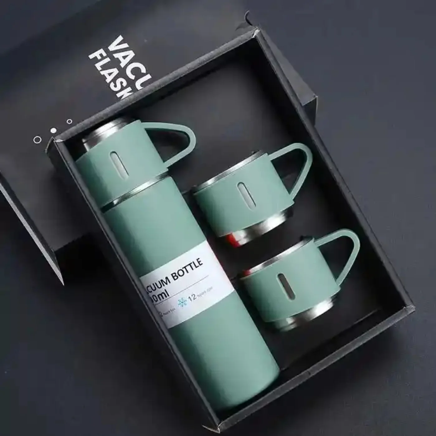 3 Cup 500ML Double-Layer Stainless Steel Vacuum Flask Set | Hot & Cold | Travel Thermos - Image 6