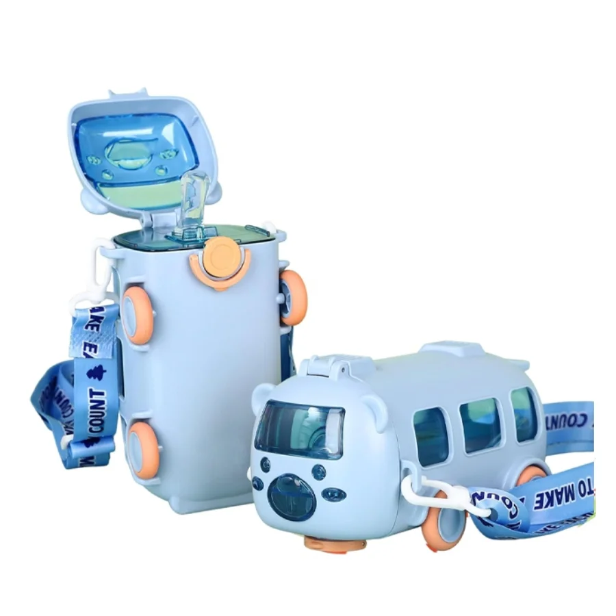 Bus Shape School Water Bottle | 500ml | With Strap | Cute & Leak-Proof | Random Color - Image 3