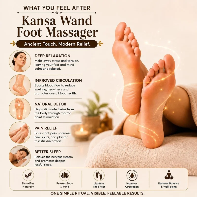 Kansa Wand Face & Foot Massager | Ayurvedic Bronze Massage Tool with Wooden Handle | For Face, Neck, Head & Body - Image 4