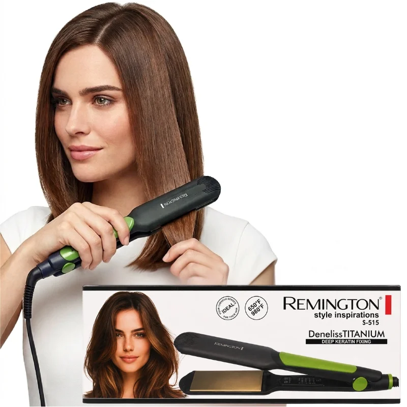 REMINGTON S-515 Hair Straightener & Curler | Deep Keratin Fixing | Deneliss Titanium | Adjustable Temperature | For All Hair Types
