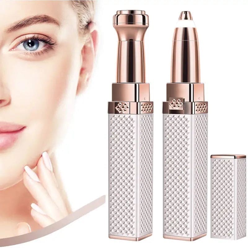 2-in-1 Flawless Facial Hair Remover & Eyebrow Trimmer | USB Rechargeable, Painless & Portable | White - Image 2