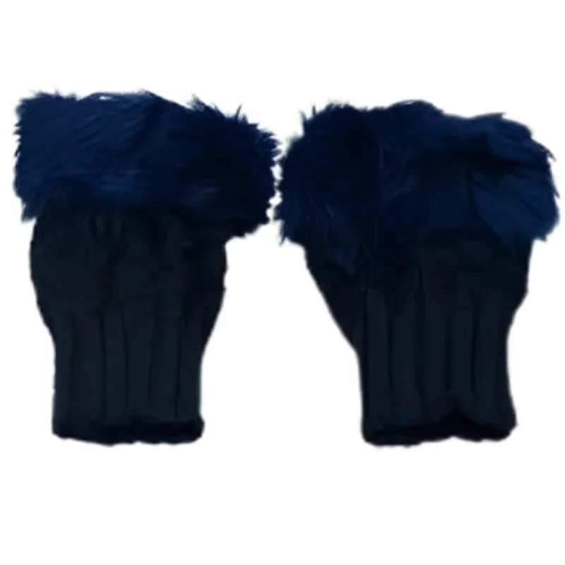 Women’s Faux Fur Fingerless Knitted Gloves | Warm Winter Hand Wrist Warmers | Soft, Stylish & Comfortable | Blue - Image 5