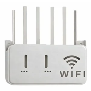 Light Gray WiFi Router Storage Box & Wall Mount Shelf Universal Cable Organizer | Space-Saving Holder for Modem, Set-Top Box & Smart Devices | Home & Office Use