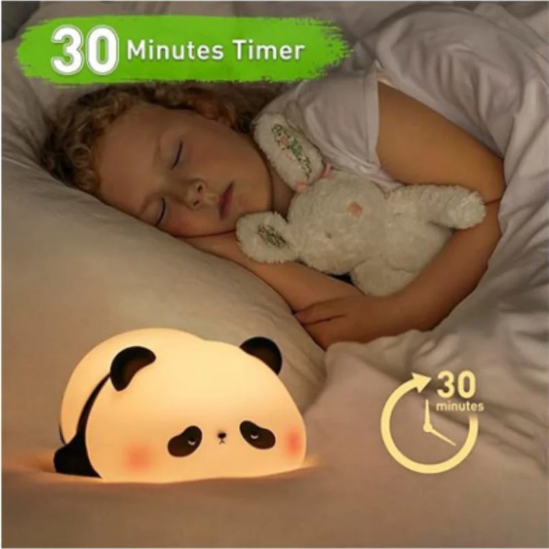 Cute Panda Soft Silicone LED Animal Bedside Lamp | Tap Control & USB Rechargeable | Panda Night Light for Kids - Image 4