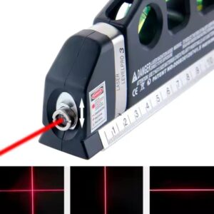 Laser Level Pro3 Multipurpose Tool | Vertical, Cross Line & Measuring Tape with Rulers