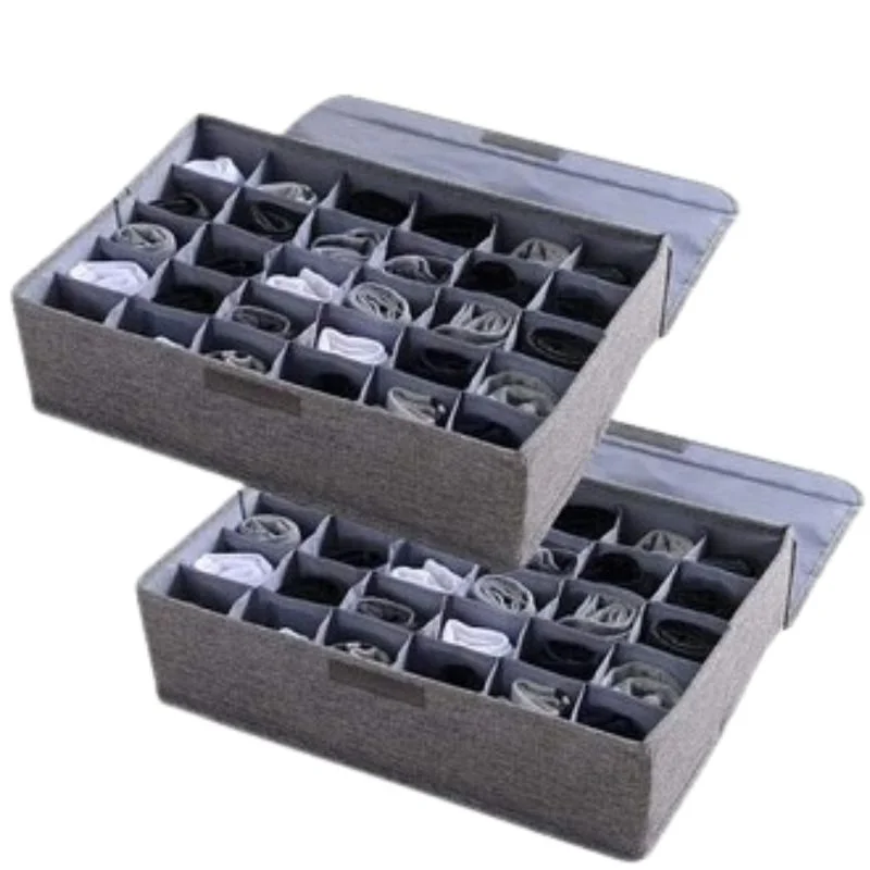 Storage Organizer with Lid | Foldable Drawer Divider | 24 Cells | Non-Woven Fabric | Random Colors - Image 2
