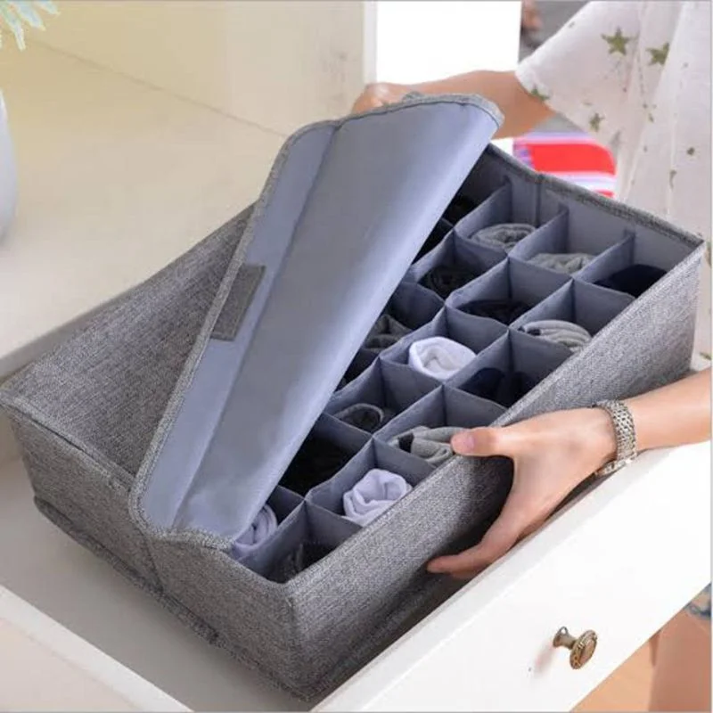 Storage Organizer with Lid | Foldable Drawer Divider | 24 Cells | Non-Woven Fabric | Random Colors - Image 5