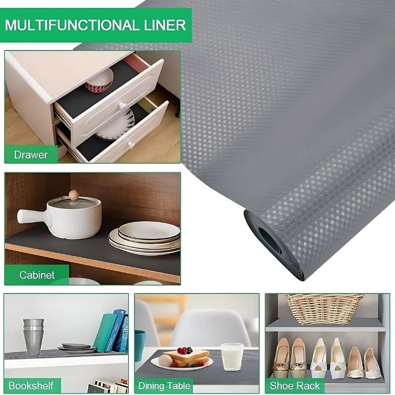 Anti-Slip Fridge & Shelf Mat | Waterproof Washable Liner for Kitchen Drawers Cabinets | Dark Grey - Image 5
