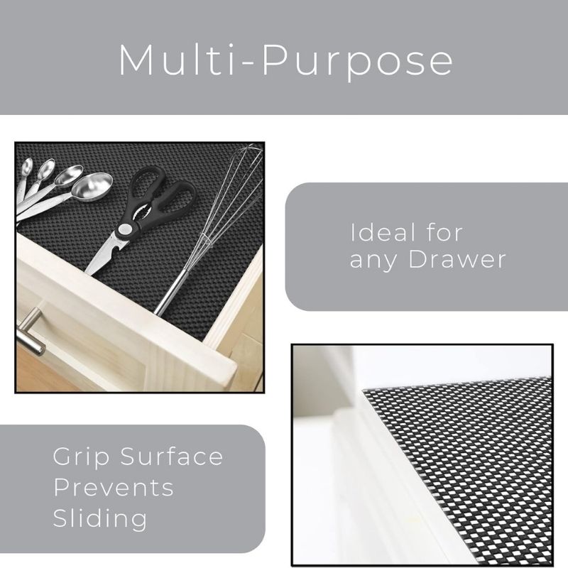 Anti-Slip Fridge & Shelf Mat | Waterproof Washable Liner for Kitchen Drawers Cabinets | Black - Image 3