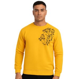 LION Printed Yellow Tracksuit Sweatshirt & Trouser  | Warm & Comfortable Winter Wear | Large