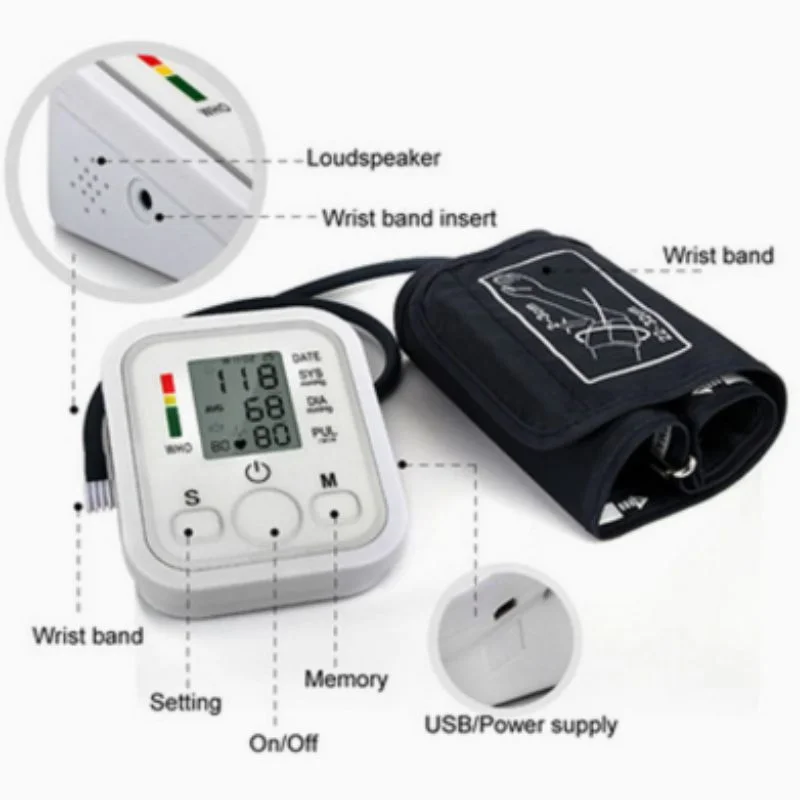 Digital Blood Pressure Monitor | Upper Arm Automatic BP Machine with Large LCD Display, Memory Storage & Voice Function for Home Monitoring - Image 3