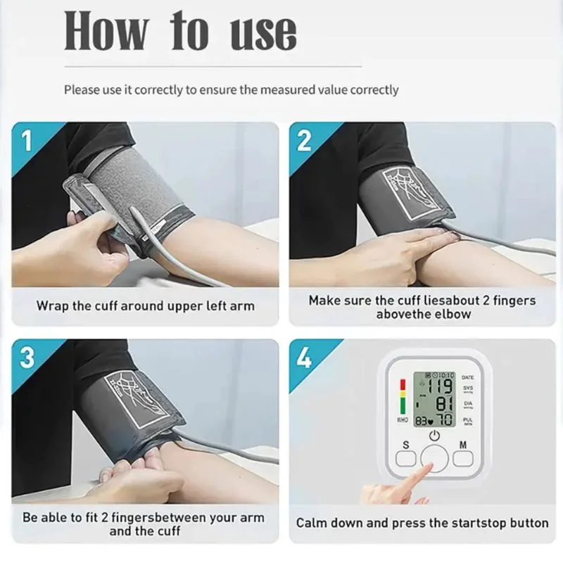 Digital Blood Pressure Monitor | Upper Arm Automatic BP Machine with Large LCD Display, Memory Storage & Voice Function for Home Monitoring - Image 5