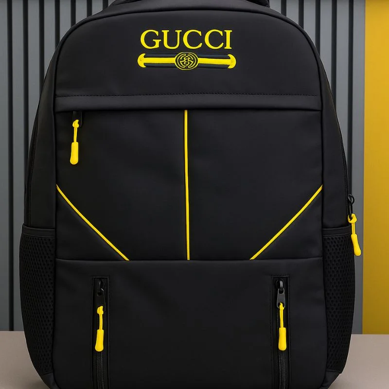 Multi-Functional Travel Backpack | Business Daypack with Laptop Compartment | Black & Yellow - Image 2