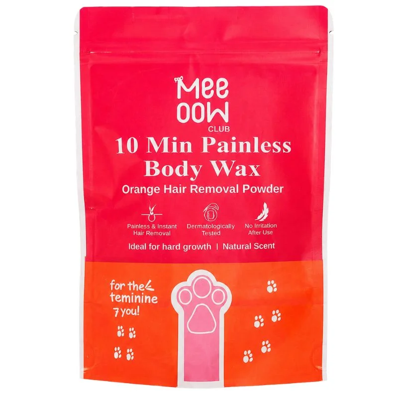 Meow Club 10-Min Painless Body Wax Powder with Spoon | Orange Hair Removal Wax for Smooth Skin - Image 2