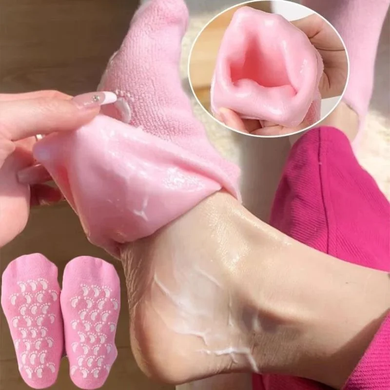 Reusable Silicone Spa Gel Socks for Dry Feet & Cracked Heels | Intensive Moisturizing Overnight Foot Care - Image 2