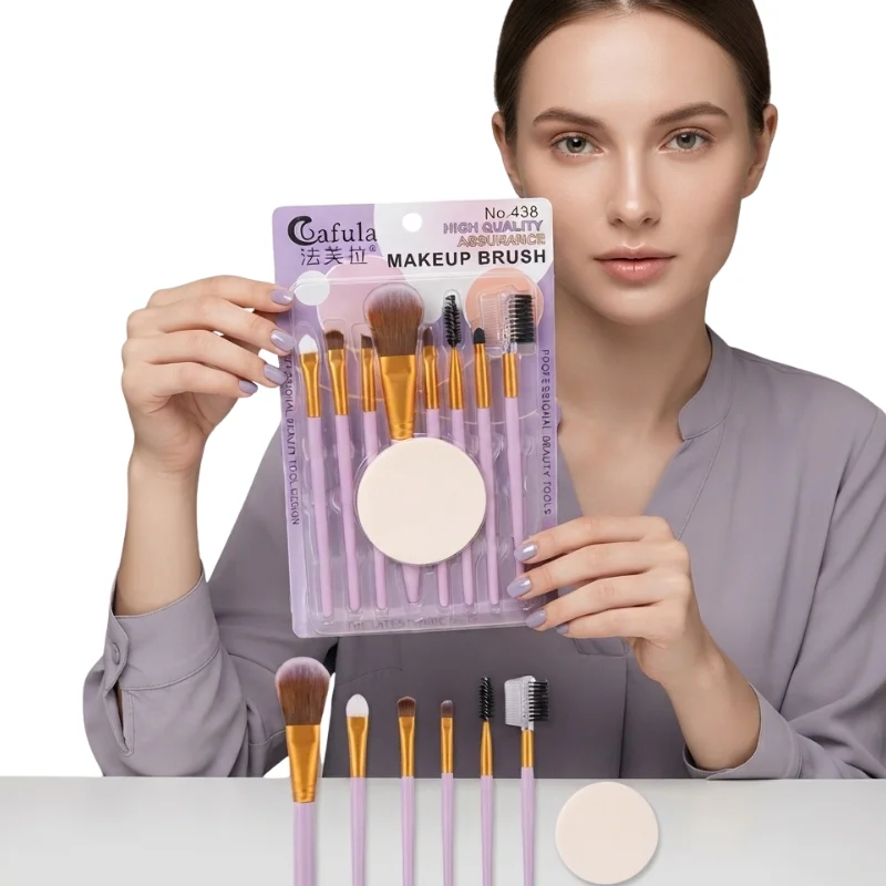 9 PCS Makeup Brush Set | Professional Beauty Tools for Foundation, Blending, Contouring & Eyeshadow | Soft Synthetic Bristles | Pink - Image 3