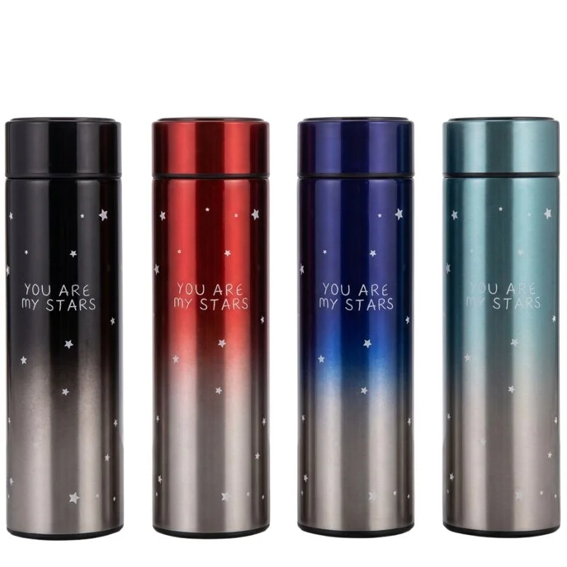LED Temperature Display Water Bottle Stars Design | Smart Stainless Steel Vacuum 500ml Flask | Random Color - Image 3