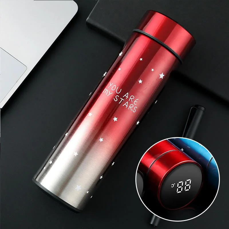LED Temperature Display Water Bottle Stars Design | Smart Stainless Steel Vacuum 500ml Flask | Random Color - Image 4