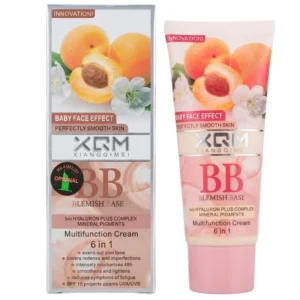 XQM BB Blemish Apricot Base Cream | 6-in-1 Multifunction BB Cream with Hyaluronic Acid & Mineral Pigments | SPF 15 | 65ml