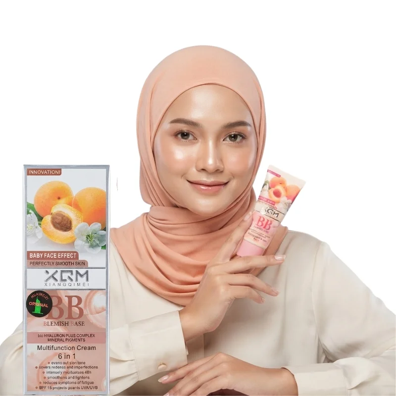 XQM BB Blemish Apricot Base Cream | 6-in-1 Multifunction BB Cream with Hyaluronic Acid & Mineral Pigments | SPF 15 | 65ml - Image 4