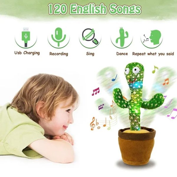 Rechargeable Dancing Cactus Toy with Hat | Interactive Singing, Talking & Dancing Plush for Kids - Image 5