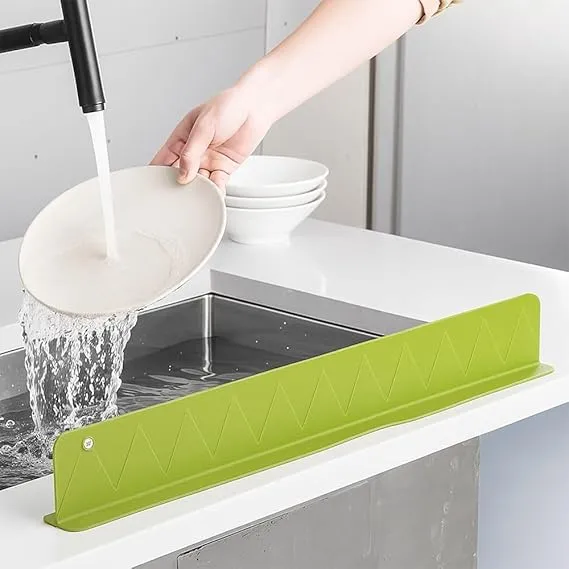 Large Size Silicone Sink Splash Guard Set | Non-Slip Water Barrier with Strong Suction Cups for Kitchen & Bathroom Use