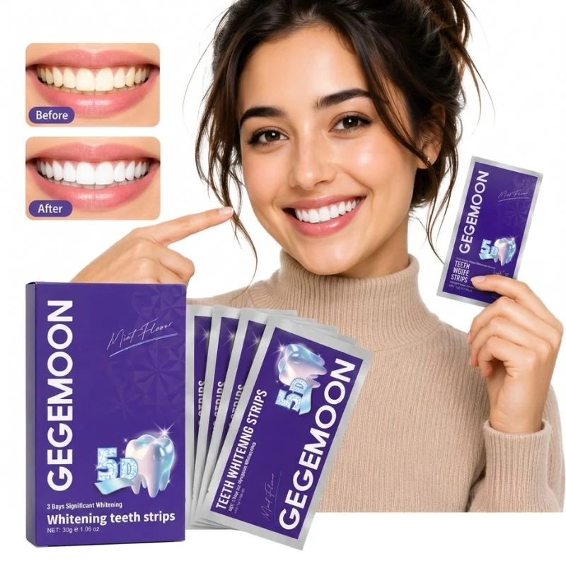 Gegemoon 5D Teeth Whitening Strips | Professional 5-Day Whitening Kit | Enamel Safe Teeth Whitening Strips | Deep Stain Removal | Mint Flavor | 7 Pairs - Image 2