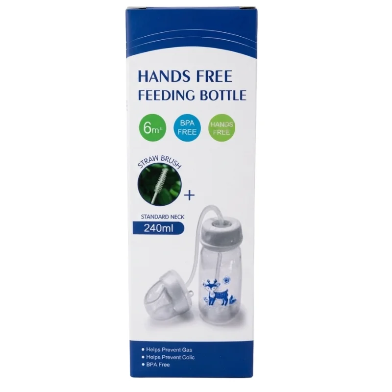 Hands-Free Baby Feeding Bottle | BPA-Free Anti-Colic Baby Milk Bottle with Silicone Straw | Leak-Proof Standard Neck Bottle |240ML - Image 2