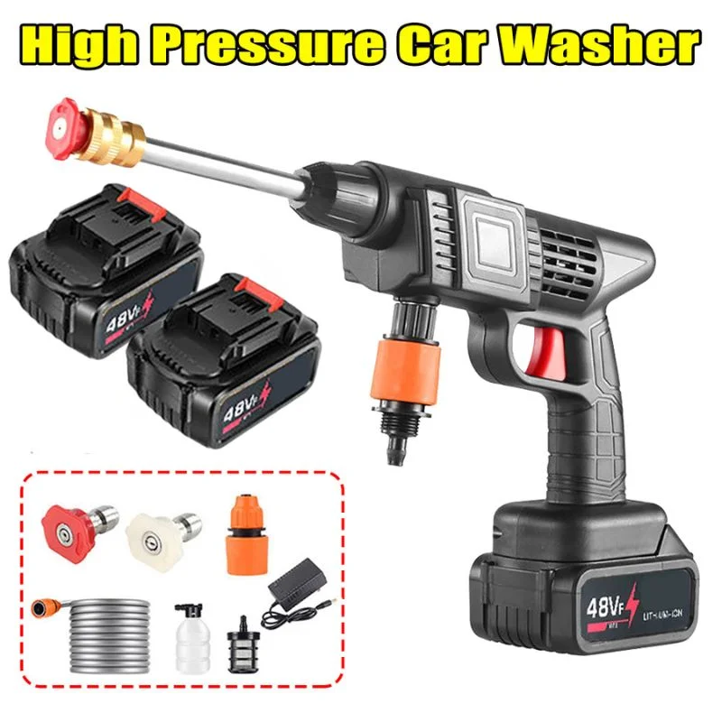 Double Battery Automatic Cordless Car Wash Spray Gun 48VF | Wireless High Pressure Foam Jet Washer | Portable Pressure Washer for Car, Bike & Home - Image 2