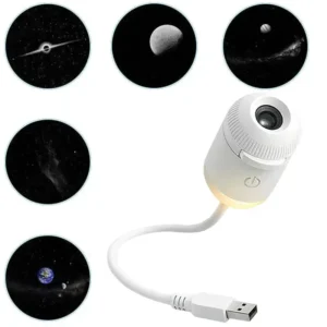 2-in-1 USB Galaxy Star Projector Night Light | 6 Projection Lenses | Adjustable Brightness Starry Sky & Night Lamp