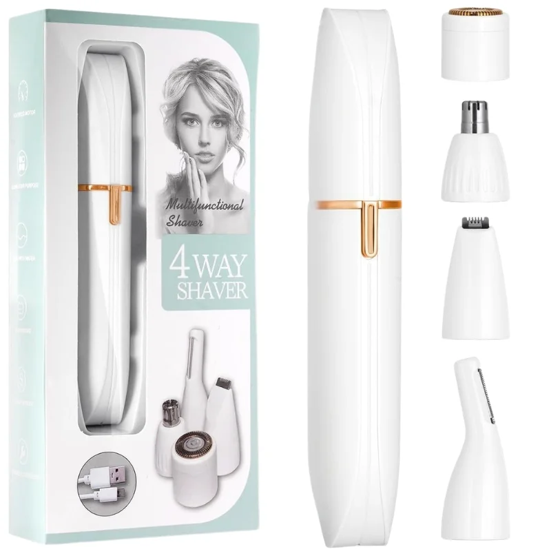 4-in-1 Electric Lady Shaver for Women | Rechargeable Cordless Hair Remover | Bikini Trimmer, Nose & Eyebrow Trimmer | For Face, Legs & Underarms - Image 4